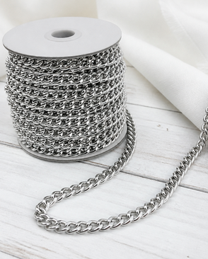 Цепь алюминиевая К1705 6,6х5,2мм (никель) 10м арт. АРС-25620-1-АРС0000819470