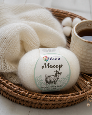 Пряжа Astra Premium 'Мохер' (Mohair) 25гр. 80м (50% кид мохер, 50% акрил) (01 белый) арт. АРС-33349-1-АРС0001239792