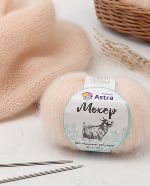 Пряжа Astra Premium 'Мохер' (Mohair) 25гр. 80м (50% кид мохер, 50% акрил) (41 пудровый) арт. АРС-33354-1-АРС0001239797