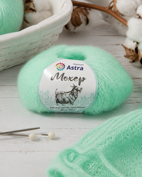 Пряжа Astra Premium 'Мохер' (Mohair) 25гр. 80м (50% кид мохер, 50% акрил) (05 мятный) арт. АРС-33356-1-АРС0001239799