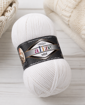 Пряжа ALIZE 'SUPERLANA MIDI' 100гр. 170м (25% Шерсть - 75% Акрил) (55 белый) арт. АРС-44068-1-АРС0001227009 Пряжа ALIZE 'SUPERLANA MIDI' 100гр. 170м (25% Шерсть - 75% Акрил) (55 белый) арт. АРС-44068-1-АРС0001227009