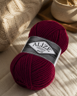 Пряжа ALIZE 'Superlana maxi' 100гр. 100м. (75% акрил, 25%шерсть) ТУ (390 темно-красный) арт. АРС-45925-1-АРС0001091052
