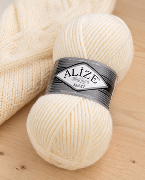 Пряжа ALIZE 'Superlana maxi' 100гр. 100м. (75% акрил, 25%шерсть) ТУ (599 слоновая кость) арт. АРС-46789-1-АРС0001201100