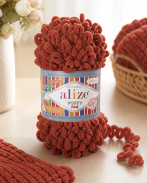 Пряжа Alize 'Puffy Fine' 100г 14м (100% микрополиэстер) (90 терракот) арт. АРС-47423-1-АРС0001226897 Пряжа Alize 'Puffy Fine' 100г 14м (100% микрополиэстер) (90 терракот) арт. АРС-47423-1-АРС0001226897