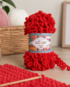 Пряжа Alize 'Puffy Fine' 100г 14м (100% микрополиэстер) (56 красный) арт. АРС-47424-1-АРС0001226899 Пряжа Alize 'Puffy Fine' 100г 14м (100% микрополиэстер) (56 красный) арт. АРС-47424-1-АРС0001226899