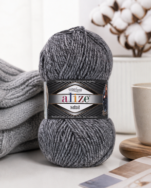 Пряжа ALIZE 'SUPERLANA MIDI' 100гр. 170м (25% Шерсть - 75% Акрил) (801 серый жаспе) арт. АРС-52491-1-АРС0001227050 Пряжа ALIZE 'SUPERLANA MIDI' 100гр. 170м (25% Шерсть - 75% Акрил) (801 серый жаспе) арт. АРС-52491-1-АРС0001227050