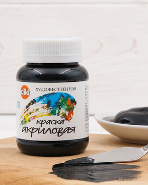 Краска акриловая художественная, 100 мл, Olki (4753 черная глубокая) арт. АРС-52842-1-АРС0001260689