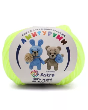 Пряжа Astra Premium 'Амигуруми' 50гр 175 м (100% акрил) (236 салат неон) арт. АРС-41707-1-АРС0001272274