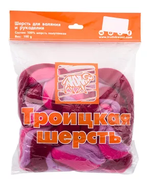 Шерсть для валяния полутонкая 100%, мультиколор, 100 гр. (1510 мультиколор (винный/мальва/св.фиалка)) арт. АРС-60052-1-АРС0001296360 Шерсть для валяния полутонкая 100%, мультиколор, 100 гр. (1510 мультиколор (винный/мальва/св.фиалка)) арт. АРС-60052-1-АРС0001296360