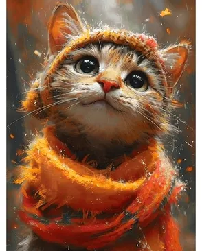 Алмазная мозаика 'Осенний котенок', 30х40см, Cristyle арт. АРС-67222-1-АРС0001319039 Алмазная мозаика 'Осенний котенок', 30х40см, Cristyle арт. АРС-67222-1-АРС0001319039