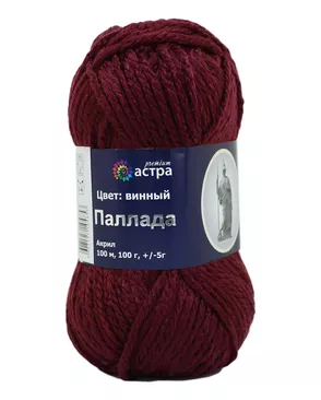 Пряжа Astra Premium 'Паллада' 100гр. 100м (100% акрил) (07 винный) арт. АРС-6090-1-АРС0001113454