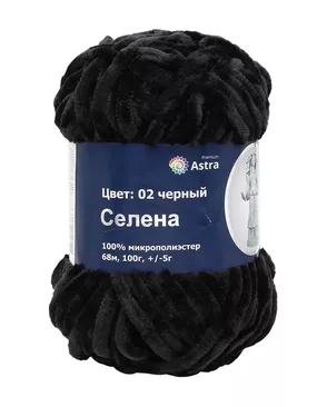 Пряжа Astra Premium 'Селена' 100гр. 68м (100% микрополиэстер) (02 черный) арт. АРС-26861-1-АРС0001184308