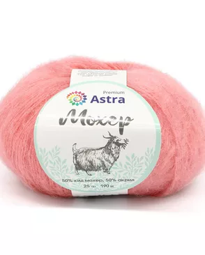 Пряжа Astra Premium 'Мохер' (Mohair) 25гр. 80м (50% кид мохер, 50% акрил) (32 розовый) арт. АРС-33350-1-АРС0001239793