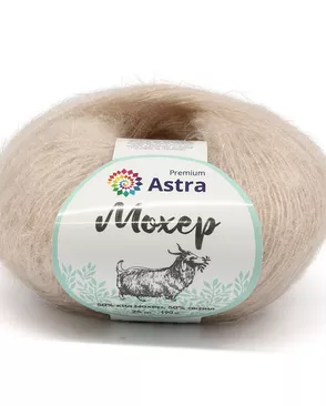 Пряжа Astra Premium 'Мохер' (Mohair) 25гр. 80м (50% кид мохер, 50% акрил) (17 светлый беж) арт. АРС-33360-1-АРС0001239803
