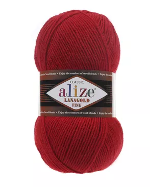 Пряжа ALIZE 'Lanagold fine' 100 гр. 390м (49%шерсть, 51% акрил) (56 красный) арт. АРС-45512-1-АРС0001044292