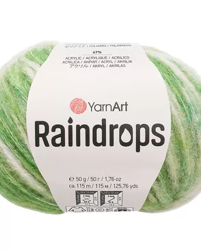 Пряжа YarnArt 'Raindrops' 50гр 115м (18% шерсть, 35% полиамид, 47% акрил) (2912 зеленый меланж) арт. АРС-58236-1-АРС0001290473