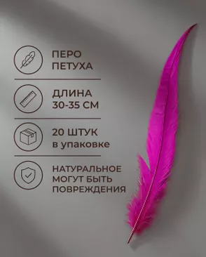 Перо петуха натуральное дл.30-35см уп.20шт Стартекс арт. ППР-23-8-49131.008