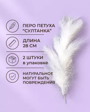 Перья петуха на проволоке "Султанка" дл.28 см 2шт арт. ППР-24-2-49351.002 Перья петуха на проволоке "Султанка" дл.28 см 2шт арт. ППР-24-2-49351.002