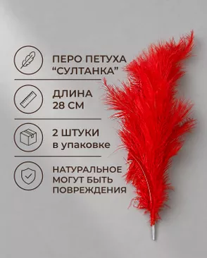 Перья петуха на проволоке "Султанка" дл.28 см 2шт арт. ППР-24-3-49351.003 Перья петуха на проволоке "Султанка" дл.28 см 2шт арт. ППР-24-3-49351.003