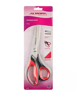 Ножницы Aurora зиг-заг, 23 см, шаг зубчика 3,5 мм арт. НШФ-9-1-42382
