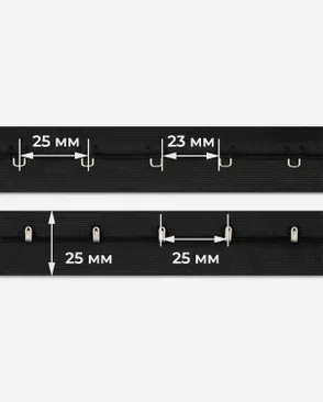 Крючки на ленте 1 ряд ш.25мм нейлон уп.45,7м арт. БФМ-23-1-30084.002