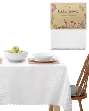 Скатерть К 140*220 жаккард Lara Home белый арт 20-Н ИКР арт. ТДИВН-6553-1-ТДИВН0157650