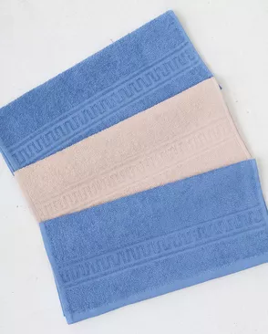 Набор № 3313 Орнамент синий+бежевый махровых полотенец 3 шт (30*60 3 шт) арт. ТЕКСД-28508-1-ТЕКСД0028509