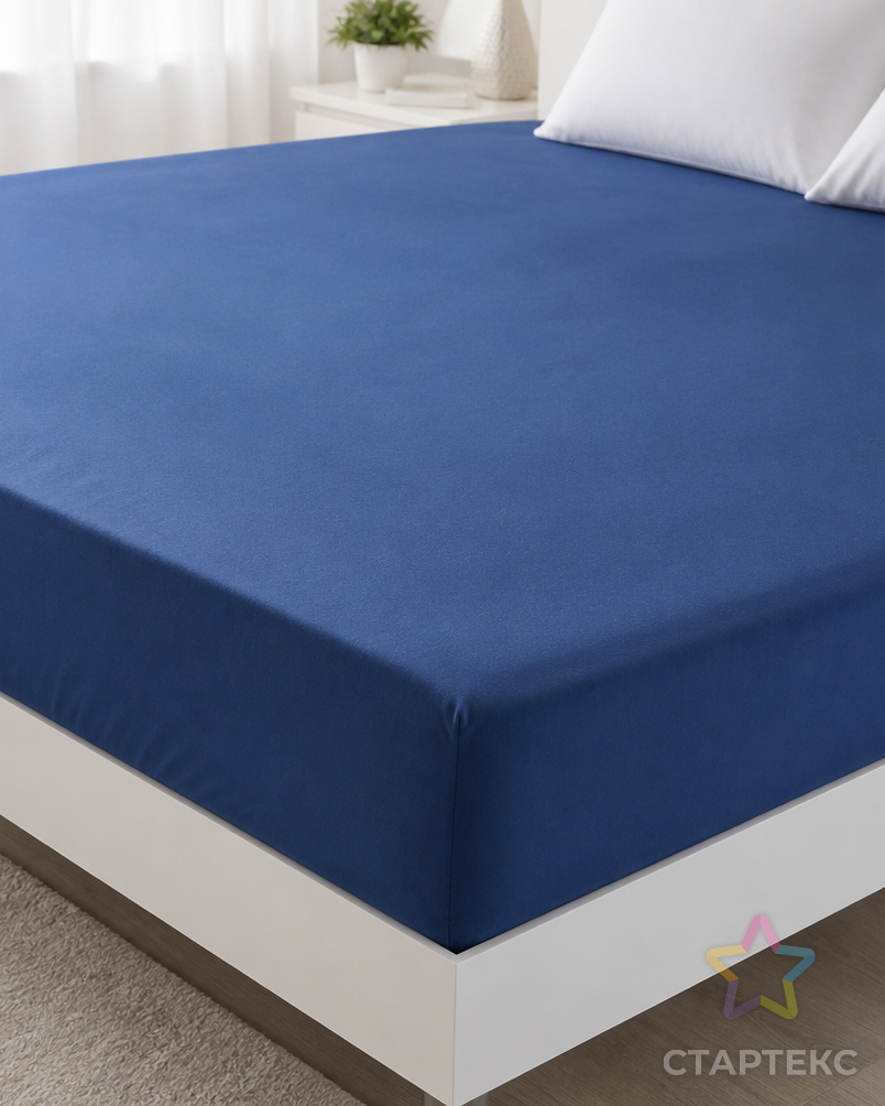Индиго простыня ТРИКОТАЖ 160*200*20 на резинке Р513Т 140гр арт. ТЕКСД-6396-1-ТЕКСД0006396 - рис. 1