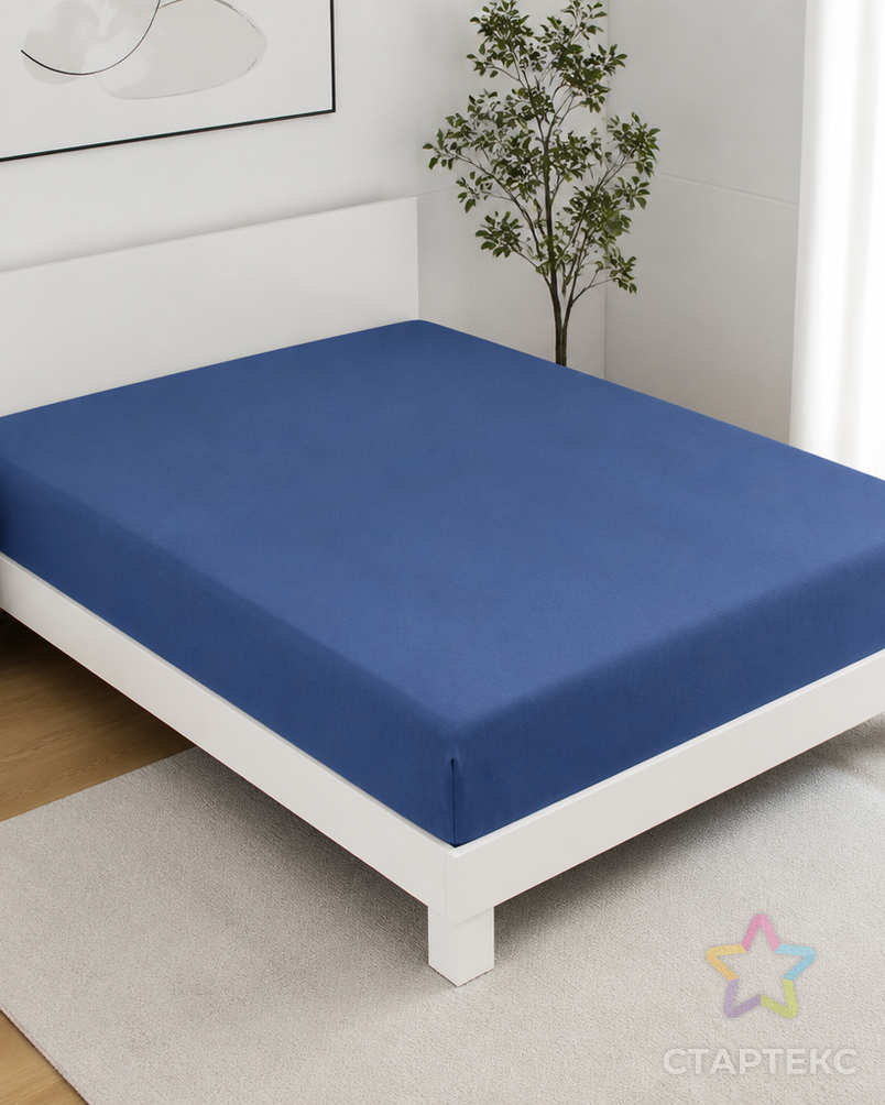 Индиго простыня ТРИКОТАЖ 160*200*20 на резинке Р513Т 140гр арт. ТЕКСД-6396-1-ТЕКСД0006396 - рис. 2