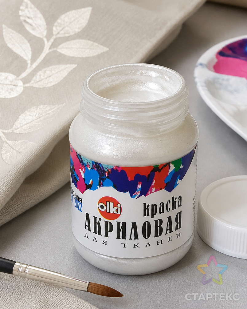 2230 Краска акриловая для ткани металлик, перламутровая, 100мл, Olki арт. АРС-50115-1-АРС0000820821 - рис. 3