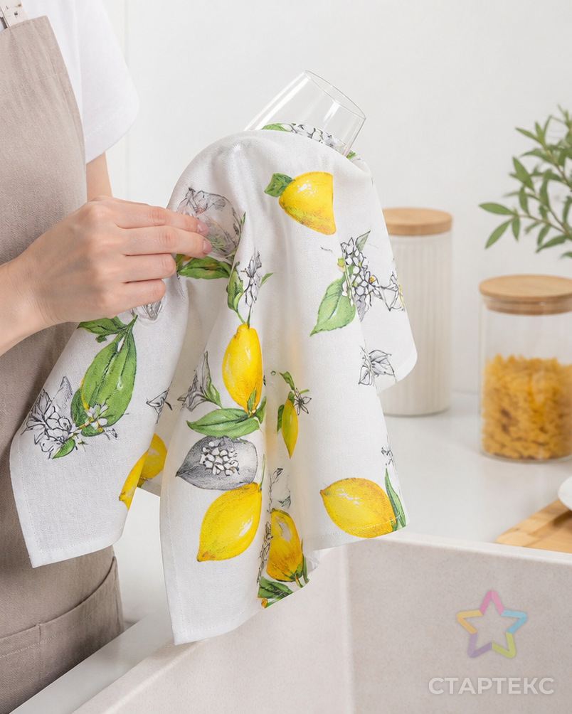 Полотенце кухонное из рогожки 'Лимоны' арт. АРТД-6470-1-АРТД0290838 - рис. 3