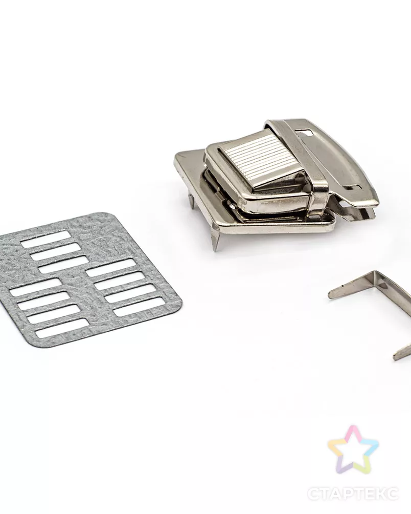 818-024 Замок портфельный, никель, 35*30 мм, Hobby&Pro арт. АРС-4938-1-АРС0001096401 - рис. 1