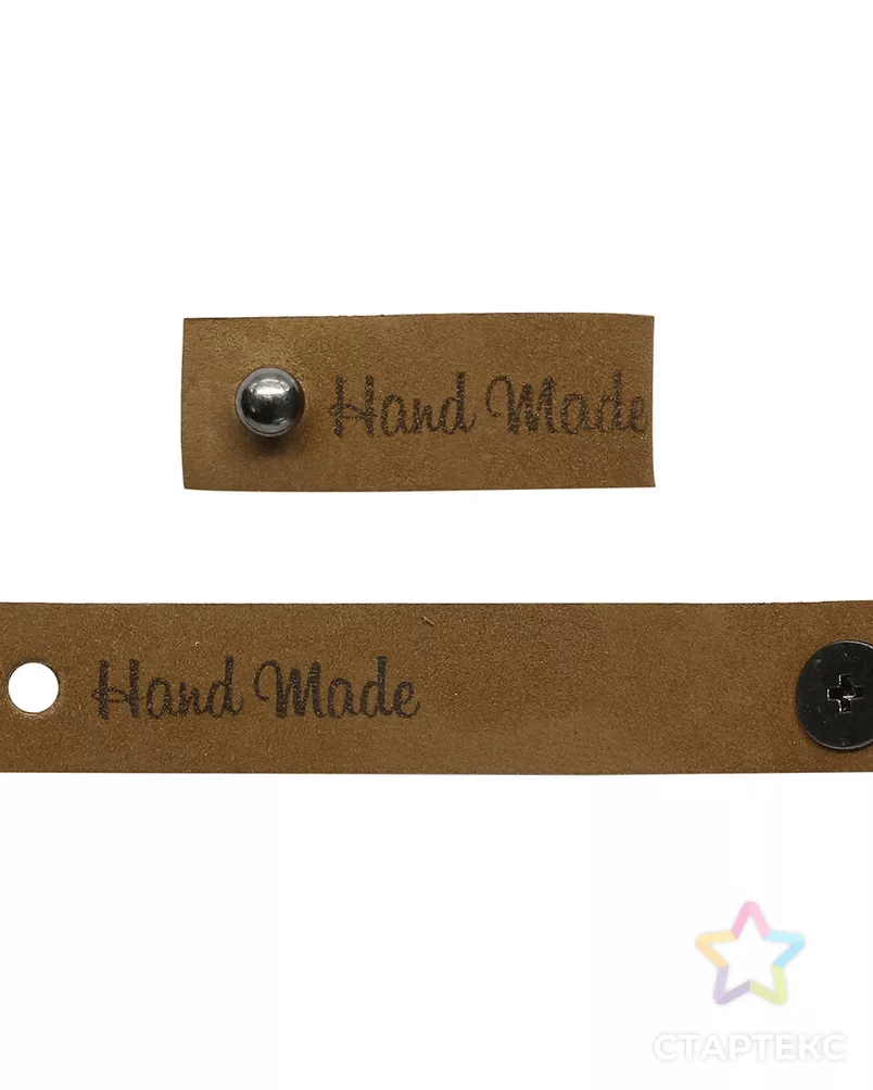 Кожаная бирка с кнопкой 'Hand Made' арт. АРС-23050-1-АРС0001204779 - рис. 2