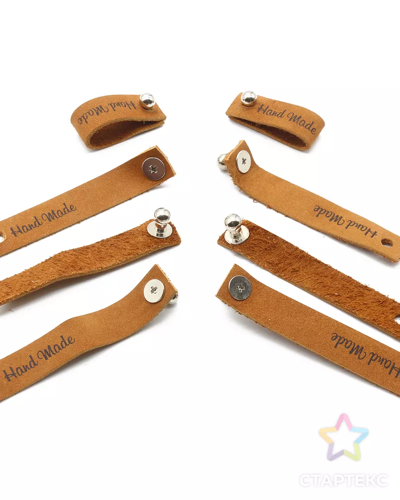 Набор кожаных бирок с кнопкой 'Hand Made' арт. АРС-23221-1-АРС0001229006 - рис. 5