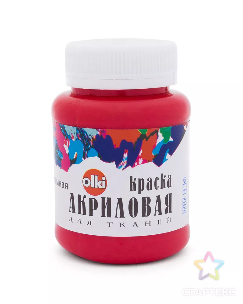 2315 Краска акриловая для ткани, красная темная, 100мл, Olki арт. АРС-44666-1-АРС0000828443 - рис. 1