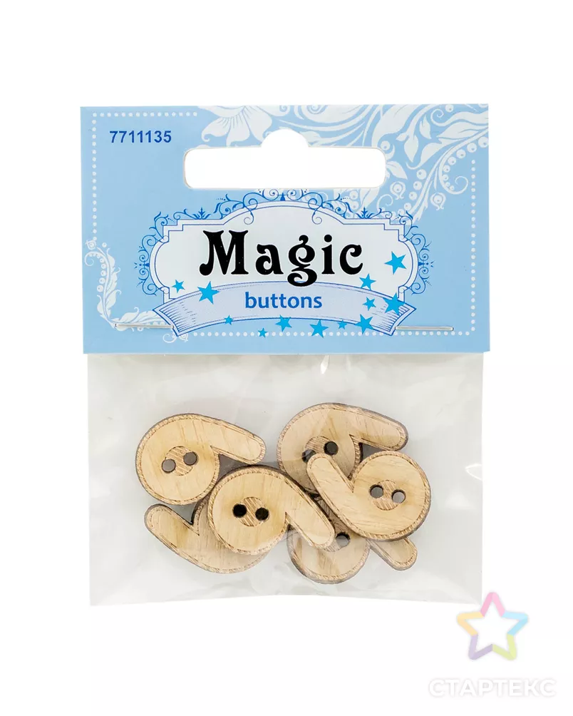 BTLWA68-32L-01-P6 Набор пуговиц 'Цифра 'Девять'', упак./6 шт., Magic Buttons арт. АРС-45624-1-АРС0001054489 - рис. 2