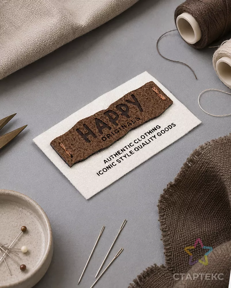 Декоративный элемент "HAPPY ORIGINALS" текстиль р.2,8х4,9см 1000шт арт. ШФНЛ-43-1-48964 - рис. 2