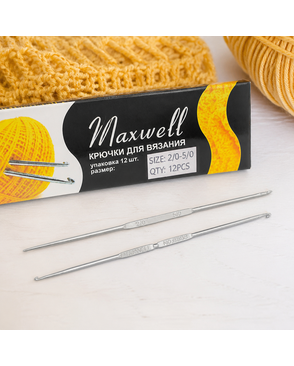 Крючки для вязания Maxwell Black №2/0-5/0 двусторон. 2,1 мм- 2,7 мм цв.никель уп.12шт арт. МГ-21599-1-МГ0194131