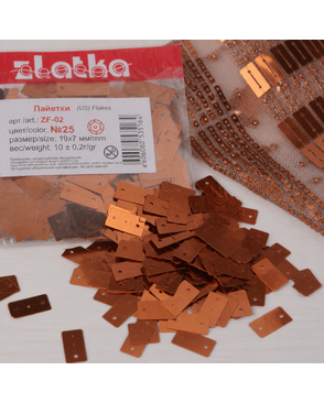 Пайетки "Zlatka" прямоугольные р.0,7х1,9 см арт. ГММ-2124-4-ГММ0067371