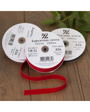 Лента бархатная BLITZ VR-12 ш.1,2см 16.5м арт. ГММ-14042-3-ГММ0020672