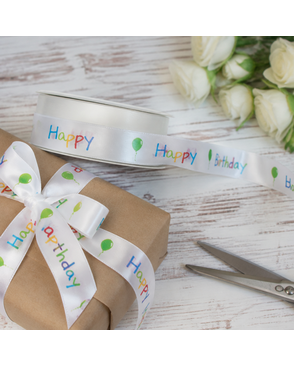 Лента атласная на картонной мини-катушке "Happy Birthday" 5м арт. ГЕЛ-8163-1-ГЕЛ0085519