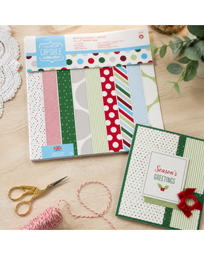 Набор бумаги для скрапбукинга Spots & Stripes Festive арт. ГЕЛ-12285-1-ГЕЛ0071536