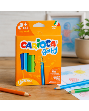 "Carioca" Карандаши цветные утолщенные пластиковые Baby 2+ трехгранные 10 цв. арт. ГММ-107417-1-ГММ078073711534