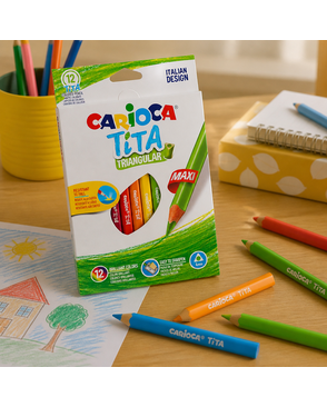 "Carioca" Карандаши цветные утолщенные пластиковые Tita Maxi трехгранные 12 цв. арт. ГММ-107426-1-ГММ078108402704