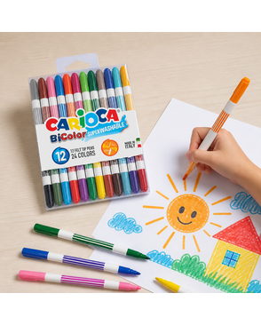"Carioca" Фломастеры двусторонние BiColor 24 цв 12 шт арт. ГММ-114543-1-ГММ098655159374