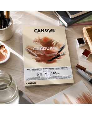 "Canson" Альбом для смешанных техник "Graduate Mix Media" 220 г/м2 A5 склейка с одной стороны 30 л. арт. ГММ-117170-1-ГММ108034010054