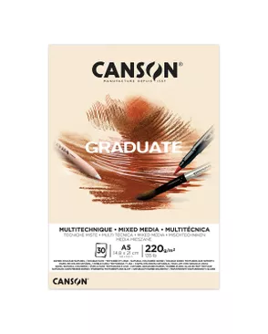 "Canson" Альбом для смешанных техник "Graduate Mix Media" 220 г/м2 A5 склейка с одной стороны 30 л. арт. ГММ-117170-1-ГММ108034010054