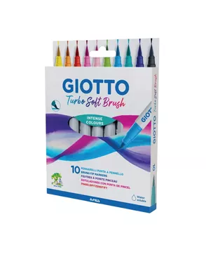 "Giotto" Набор фломастеры Turbo Soft Brush 10 цв арт. ГММ-117778-1-ГММ125219312084