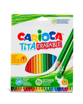 "Carioca" Карандаши цветные пластиковые Tita Erasable 24 цв. арт. ГММ-107422-1-ГММ078104294304