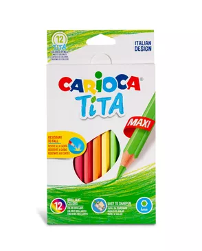 "Carioca" Карандаши цветные утолщенные пластиковые Tita Maxi шестигранные 12 цв. арт. ГММ-107425-1-ГММ078108298484